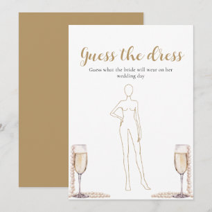 Perlen Prosecco Errate das Kleid Brautparty-Spiel Einladung