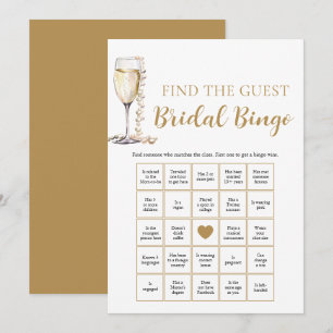 Perlen & Prosecco Finde das Gast Braut-Bingo-Spiel Einladung