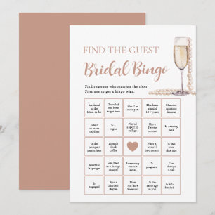 Perlen & Prosecco Finde den Gast Braut-Bingo-Spiel Einladung