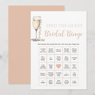 Perlen & Prosecco Finde den Gast Braut-Bingo-Spiel Einladung