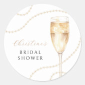 Perlen & Prosecco Gold Brautparty-Aufkleber Runder Aufkleber (Vorderseite)
