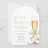 Perlen & Prosecco Gold Minimales Brautparty Einladung (Vorderseite)