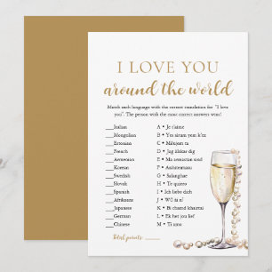 Perlen & Prosecco Ich liebe dich Spiel um die Welt Einladung