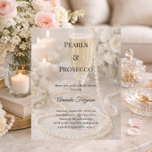 Perlen Prosecco Luxus Brautparty-Einladung
