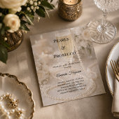 Perlen Prosecco Luxus Brautparty-Einladung