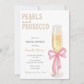 Perlen & Prosecco Minimales Brautparty Einladung (Vorderseite)