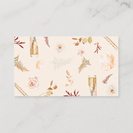 Perlen & Prosecco mit Brautparty für den Blumengeb Begleitkarte (Rückseite)