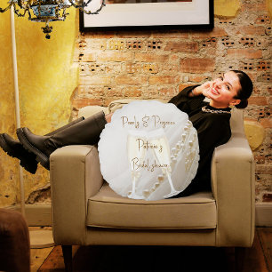 Perlen & Prosecco Moderne elegante Bridal Shower Rundes Kissen