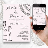 Perlen & Prosecco Moderner rosa Bridal Brunch Einladung