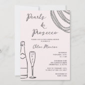 Perlen & Prosecco Moderner rosa Bridal Brunch Einladung (Vorderseite)