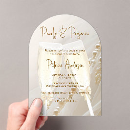 Perlen & Prosecco Modernes Brautparty Acryleinladungen