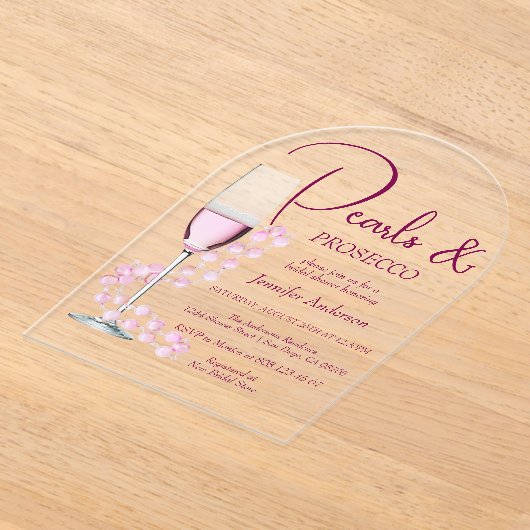 Perlen & Prosecco Modernes Brautparty Acryleinladungen (Ablage )