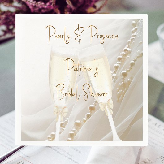Perlen & Prosecco Modernes Brautparty Serviette