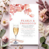 Perlen & Prosecco Modernes rosa Brautparty Einladung