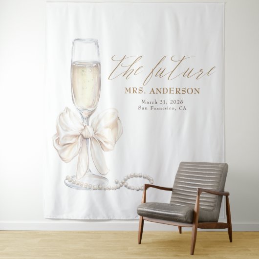Perlen & Prosecco Mrs Foto-Prop Hintergrund Wandteppich (Beispiel)