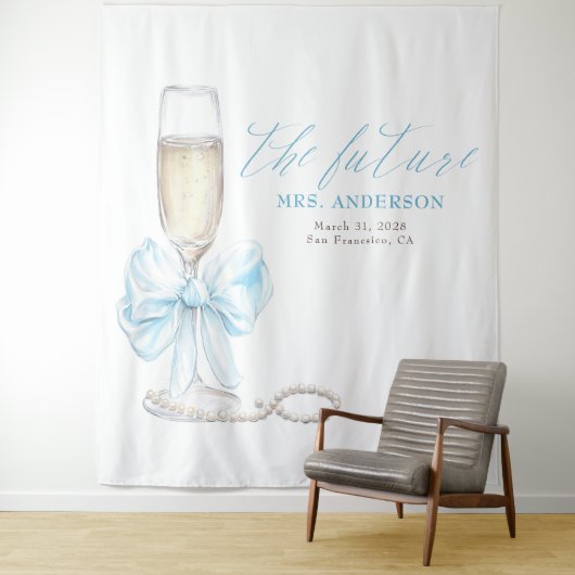 Perlen & Prosecco Mrs Foto-Requisite Hintergrund Wandteppich (Beispiel)