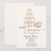 Perlen & Prosecco Muschelcreme Einladung (Vorne/Hinten)
