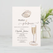 Perlen & Prosecco Muschelcreme Einladung (Stehend Vorderseite)