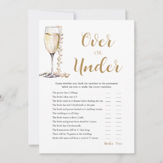 Perlen & Prosecco-Over oder unter Brautparty Einladung (Vorderseite)