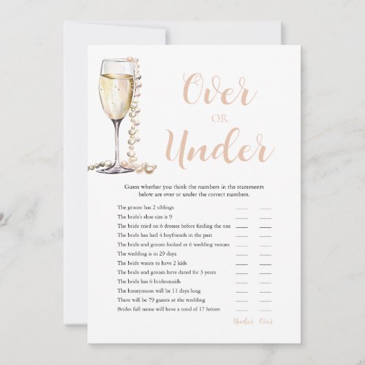 Perlen & Prosecco-Over oder unter Brautparty Einladung (Vorderseite)