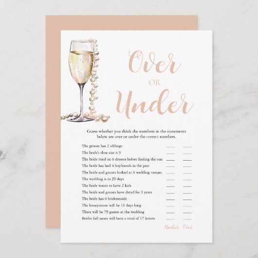 Perlen & Prosecco-Over oder unter Brautparty Einladung (Vorne/Hinten)