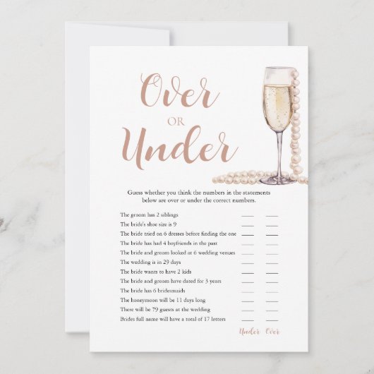 Perlen & Prosecco-Over oder unter Brautparty Einladung (Vorderseite)