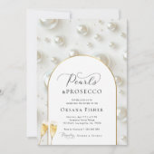 Perlen & Prosecco Raffiniertes Brautparty Einladung (Vorderseite)