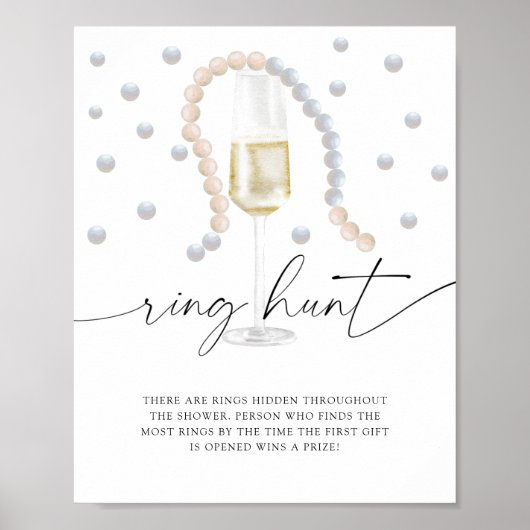 Perlen & Prosecco - Ringjagd Brautparty Poster (Vorne)