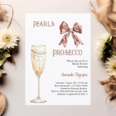 Perlen Prosecco-Rosa-Bug-Brautparty Einladung