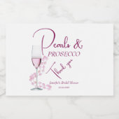 Perlen & Prosecco Rosa Rosa Elegantes Brautparty Schaumweinetikett (Einzelnes Label)