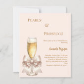 Perlen Prosecco rosafarbene Schleife Brautparty-Ei (Vorderseite)