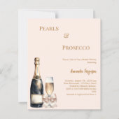 Perlen Prosecco rosafarbene Schleife Brautparty-Ei (Vorderseite)