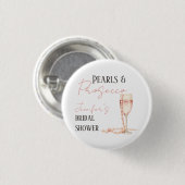 Perlen & Prosecco Rosafarbenes Brautbad Button (Vorne & Hinten)