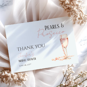 Perlen & Prosecco Rosafarbenes Brautbad Dankeskarte