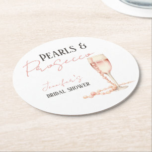 Perlen & Prosecco Rosafarbenes Brautbad Runder Pappuntersetzer