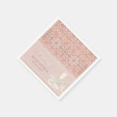 Perlen & Prosecco Rose Gold & Blush Brautparty Serviette (Ecke)