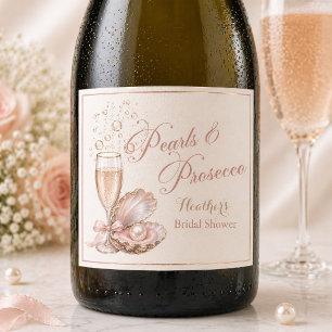 Perlen & Prosecco Weinflaschenetikett Hochzeit Schaumweinetikett