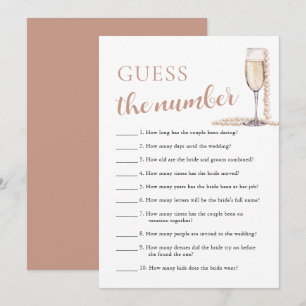 Perlen & Prosecco Zahlenraten Brautspiel Einladung
