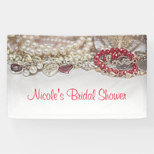 Perlen & rote Valentinsliebe-Juwelen Chic-Party Banner