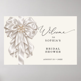 Perlen-Satin-Schleife Elegante Brautparty-Willkomm Poster