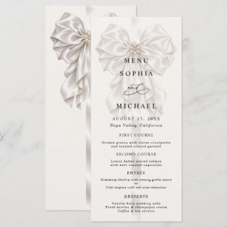Perlen-Satin-Schleife Elegantes Hochzeitsmenü Menükarte