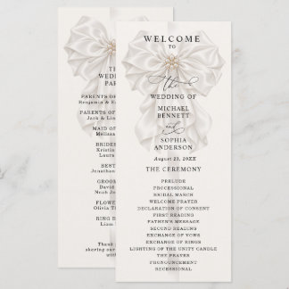 Perlen-Satin-Schleife Elegantes Hochzeitsprogramm Programm