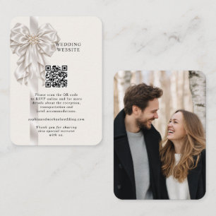 Perlen-Satin-Schleifen-Hochzeits-QR-Code-Beilageka Begleitkarte