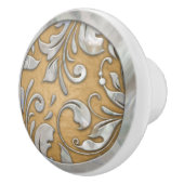 Perlen-Scrollwerk auf pastellfarbenem Gold Keramikknauf (Rechts)