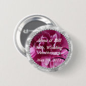 Perlen u. Knopf des Rosa-BlumenWirbel Save the Button (Vorne & Hinten)