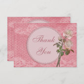 Perlen u. Spitze-Shabby Chic-Rosen danken Ihnen Dankeskarte (Vorne/Hinten)