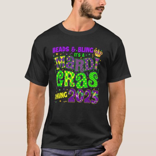 Perlen und Bling ist ein Mardi Gras Thing 2023 Car T-Shirt (Vorderseite)