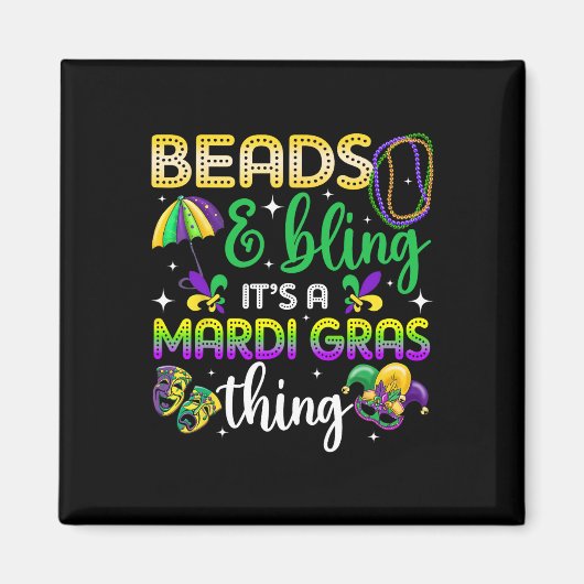Perlen und Bling ist ein Mardi Gras Thing Carnival Magnet (Vorne)