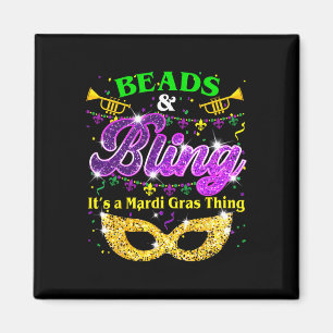 Perlen und Bling ist ein Mardi Gras Thing Carnival Magnet