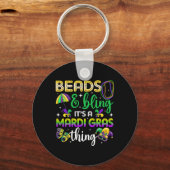 Perlen und Bling ist ein Mardi Gras Thing Carnival Schlüsselanhänger (Vorderseite)